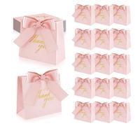 SHAIDOJIO 24 Pièces Thank You Sac à Cadeau Sachet Créative en Papier, Coffret Cadeau pour Bonbons, Bow Thank You Sac à Cadeau pour Anniversaire, Mariage Baptême(4.5x1.8x4 Pouces)-Couleur Rose
