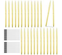 SHAIDOJIO 24 Stylo Bille en Métal, 1,0mm Lot de Stylo Bille Noir, Or Mince Stylo à Bille avec 24 Remplissage D'encre Noire, Stylo à Bille Twisted pour Bureau D'affaires Étudiant Enseignant