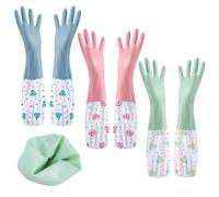 SHAIDOJIO 3 Paires Gants Menage, Gants Vaisselle en Caoutchouc-46cm, Longs Gant Nettoyage, Gant Menage Imperméables pour la Cuisine, la Salle de Bain, la Lessive, le Jardinage-3 Couleurs