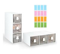 SHAIDOJIO 6PCS Boite a The, Boite à Thé en Plastique, Boîtes et Coffrets à Thé et Café de Thé Transparent avec 1 Étiquette de Couleur, Blanc Empilable Rangement Cuisine pour Sachets de Thé Café