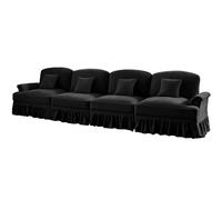 SHAIRMB Canapé Convertible, Ensemble De CanapéS Modulables pour Salon, Accroupiers en Forme D'Entonnoir, Panneau à Volants Amovible, Tissu Chenille, IdéAl pour Le Salon,Noir,4 Sitze