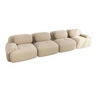 SHAIRMB Canapé d'angle Modulable sans Structure Apparente, CanapéS d'angle Cloud pour Salon, Canapé d'angle Surdimensionné en Forme De L avec Assise Profonde Et Pouf,Beige,4 Seater