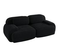 SHAIRMB Canapé d'angle Modulable sans Structure Apparente, CanapéS d'angle Cloud pour Salon, Canapé d'angle Surdimensionné en Forme De L avec Assise Profonde Et Pouf,Noir,2 Seater