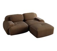 SHAIRMB Canapé d'angle Modulable sans Structure Apparente, CanapéS d'angle Cloud pour Salon, Canapé d'angle Surdimensionné en Forme De L avec Assise Profonde Et Pouf,Marron,2 Seater+1 Ottoman