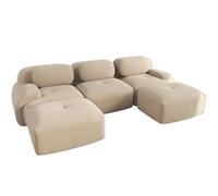 SHAIRMB Canapé d'angle Modulable sans Structure Apparente, CanapéS d'angle Cloud pour Salon, Canapé d'angle Surdimensionné en Forme De L avec Assise Profonde Et Pouf,Beige,3 Seater+2 Ottoman