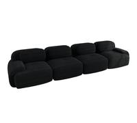 SHAIRMB Canapé d'angle Modulable sans Structure Apparente, CanapéS d'angle Cloud pour Salon, Canapé d'angle Surdimensionné en Forme De L avec Assise Profonde Et Pouf,Noir,4 Seater