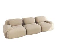 SHAIRMB Canapé d'angle Modulable sans Structure Apparente, CanapéS d'angle Cloud pour Salon, Canapé d'angle Surdimensionné en Forme De L avec Assise Profonde Et Pouf,Beige,3 Seater