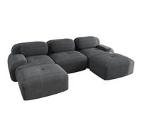 SHAIRMB Canapé d'angle Modulable sans Structure Apparente, CanapéS d'angle Cloud pour Salon, Canapé d'angle Surdimensionné en Forme De L avec Assise Profonde Et Pouf,Gris,3 Seater+2 Ottoman