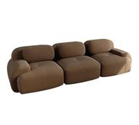 SHAIRMB Canapé d'angle Modulable sans Structure Apparente, CanapéS d'angle Cloud pour Salon, Canapé d'angle Surdimensionné en Forme De L avec Assise Profonde Et Pouf,Marron,3 Seater