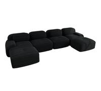 SHAIRMB Canapé d'angle Modulable sans Structure Apparente, CanapéS d'angle Cloud pour Salon, Canapé d'angle Surdimensionné en Forme De L avec Assise Profonde Et Pouf,Noir,4 Seater+2 Ottoman