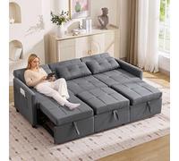 SHAIRMB Canapé-Lit Moderne Trois Places avec Fonction Couchage, Dossier Inclinable à 180°, CanapéS d'angle Et CanapéS en Forme De L, Canapé-Lit Pliable avec Rangement,Gris