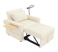 SHAIRMB Canapé-Lit Pliable, Canapé Deux Places, Canapé Multifonctionnel Convertible en Lit, Canapé-Lit avec Porte-Gobelet Et Coussins, pour Le Salon, La Chambre Ou Un Home CinéMa,Beige 5