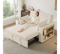 SHAIRMB Canapé-Lit Pliable, Canapé Deux Places, Canapé Multifonctionnel Convertible en Lit, Canapé-Lit avec Porte-Gobelet Et Coussins, pour Le Salon, La Chambre Ou Un Home CinéMa,Beige 4