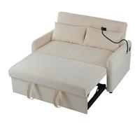 SHAIRMB Canapé-Lit Pliable, Canapé Deux Places, Canapé Multifonctionnel Convertible en Lit, Canapé-Lit avec Porte-Gobelet Et Coussins, pour Le Salon, La Chambre Ou Un Home CinéMa,Beige 1