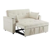 SHAIRMB Canapé-Lit Pliable, Canapé Deux Places, Canapé Multifonctionnel Convertible en Lit, Canapé-Lit avec Porte-Gobelet Et Coussins, pour Le Salon, La Chambre Ou Un Home CinéMa,Beige