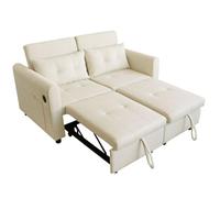 SHAIRMB Canapé-Lit Pliable, Canapé Deux Places, Canapé Multifonctionnel Convertible en Lit, Canapé-Lit avec Porte-Gobelet Et Coussins, pour Le Salon, La Chambre Ou Un Home CinéMa,Beige 2