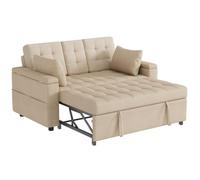 SHAIRMB Canapé-Lit Pliable, Canapé Deux Places, Canapé Multifonctionnel Convertible en Lit, Canapé-Lit avec Porte-Gobelet Et Coussins, pour Le Salon, La Chambre Ou Un Home CinéMa,Beige 6