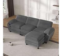 SHAIRMB Canapé Modulable en Velours, CanapéS d'angle Moderne, Canapé Deux Places avec Pouf Amovible, CanapéS RembourréS, IdéAl pour Le Salon Et Le Bureau,Dark Gray