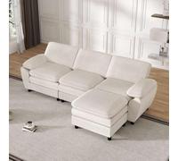 SHAIRMB Canapé Modulable en Velours, CanapéS d'angle Moderne, Canapé Deux Places avec Pouf Amovible, CanapéS RembourréS, IdéAl pour Le Salon Et Le Bureau,Blanc