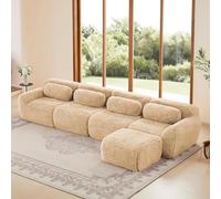 SHAIRMB Canapé Modulable sans Structure Rigide, Canapé Confortable comme Un Nuage, CanapéS en Forme De U sans Montage, CanapéS Au Sol AntidéRapants, d'angle Modernes,Kaki,4 Seat+1 Ottoman