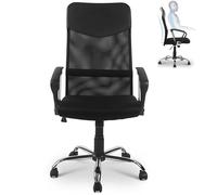 SHAIRMB Chaise De Bureau Pivotante Et RéGlable à Dossier Haut en Maille, Chaise De Bureau avec Accoudoirs, Inclinable, Assise en Maille Respirante, Livré chez Vous en 5 à 7 Jours,Noir