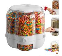 SHAIRMB Distributeur De Bonbons De NoëL + BoîTes à Friandises, Distributeur De Bonbons Rotatif à 360° avec 6 Compartiments, Distribution Facile des Friandises Et Bonbons,Blanc,Small