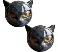 SHAIRMB Figurine TêTe De Chat en RéSine Et Marbre, Sculpture Luxueuse en Pierre RepréSentant Un Chat Noir, DéCoration Miniature éLéGante pour La Maison, Collection FéLine,Jaune,2pcs