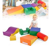 SHAIRMB Lot De 6 Blocs De Construction GéAnts en Mousse pour Sauter Et Grimper, Escaliers Et Toboggan pour Enfants, Jouets pour Grimper, Glisser, Ramper, pour Enfants D'âGe,01