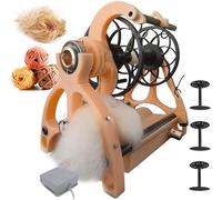SHAIRMB Machine à Filer La Laine éLectrique Compacte, Rouet éLectrique, Machine à Filer Les Poils d'animaux d'une Capacité De 120 G avec Interrupteur à PéDale Et 3 Bobines,02