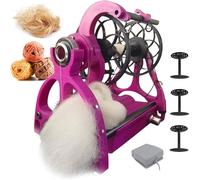 SHAIRMB Machine à Filer La Laine éLectrique Compacte, Rouet éLectrique, Machine à Filer Les Poils d'animaux d'une Capacité De 120 G avec Interrupteur à PéDale Et 3 Bobines,06