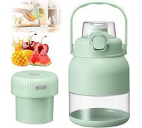 SHAIRMB Presse-Agrumes éLectrique, Bol MéLangeur Portable, Bouteille De Jus éLectrique avec Paille Et Deux Couvercles, Multifonctionnel Grande Capacité Mixeurs sans,Vert