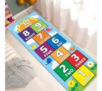 SHAIRMB Tapis De Marelle Classique, Tapis De Sol pour Salle De Classe, Jeu De Marelle NuméRoté De 1 à 10, Tapis De Salon Arc-en-Ciel Dessin Animé, Dos en Caoutchouc Doux,01,60 * 90cm