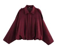 SHAIRMB Veste en Daim pour Femme, Veste De Moto Tendance en Velours CôTelé Imitation Cuir, Manteau Aviateur à Revers Printanier, Manches Longues Oversize DéContractéEs,01,L