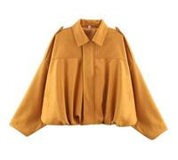 SHAIRMB Veste en Daim pour Femme, Veste De Moto Tendance en Velours CôTelé Imitation Cuir, Manteau Aviateur à Revers Printanier, Manches Longues Oversize DéContractéEs,06,L