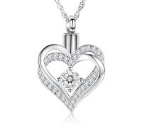 shajwo Collier urne funéraire en forme de cœur pour cendres d'un être cher | Pendentif souvenir en cristal pour femme avec pierre de naissance