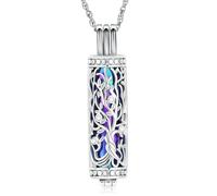 shajwo Cylinder Cremation Jewelry Tree of Life Urn Ashes Necklace for Women Men Vial Cremation Ash Pendant Loved One Memorial Jewelry,Rainbow