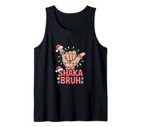 Shaka Bruh Sign Hawaiian Christmas Lights Santa Hat Hula Lei Débardeur