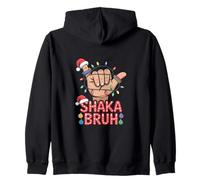 Shaka Bruh Sign Hawaiian Christmas Lights Santa Hat Hula Lei Sweat à Capuche