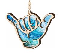 Shaka Hand Ocean Wave Ornement 2026 - Plage côtière hawaïenne double couche en bois à suspendre - Vacances de pendaison de crémaillère pour maman, papa, fils, frère, sœur, ami, collègue