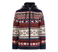 Shakaloha Veste en tricot pour homme avec capuche et col montant intérieur - Doublure polaire - Veste en laine colorée avec fermeture éclair - Motif multicolore issu du commerce équitable - Burque
