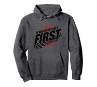 Shake and Bake First Last Racing Citation de Motivation pour Fan de Course Sweat à Capuche, Unisexe pour Adultes, Chiné Foncé, XL