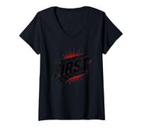 Shake and Bake First Last Racing Citation de Motivation pour Fan de Course T-Shirt avec Col en V, Femme, Noir, XL