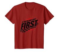 Shake and Bake First Last Racing Citation de Motivation pour Fan de Course T-Shirt, Enfant, Canneberge, 3 Ans