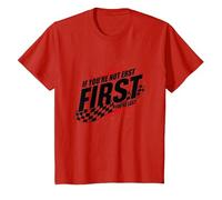 Shake and Bake First Last Racing Citation de Motivation pour Fan de Course T-Shirt, Enfant, Rouge, 4 Ans