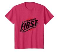 Shake and Bake First Last Racing Citation de Motivation pour Fan de Course T-Shirt, Enfant, Rouge Chiné, 10 Ans