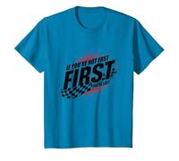 Shake and Bake First Last Racing Citation de Motivation pour Fan de Course T-Shirt, Enfant, Saphir, 10 Ans