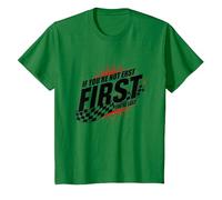 Shake and Bake First Last Racing Citation de Motivation pour Fan de Course T-Shirt, Enfant, Vert Kelly, 2 Ans