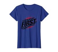 Shake and Bake First Last Racing Citation de Motivation pour Fan de Course T-Shirt, Femme, Bleu Royal, XL