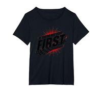 Shake and Bake First Last Racing Citation de Motivation pour Fan de Course T-Shirt, Femme Grandes Tailles, Noir, 4X