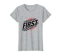 Shake and Bake First Last Racing Citation de Motivation pour Fan de Course T-Shirt, Femme, Gris Chiné, XXL